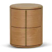 Leonard 46cm Round Bedside Table - Natural