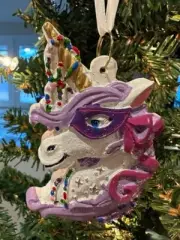 MARDI GRAS Beads mask Unicorn Rainbow Mane Christmas Ornament new orleans
