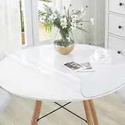 VeeCano 28 Inch Round Crystal Clear PVC Table Top Protector Plastic Tablecloth Coffee Dining Table Protector Kitchen Dining Room Wood Furniture Circular Protective Cover Pad Wipeable 1.5mm Thick