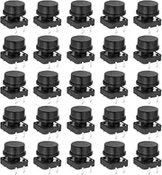 OTOTEC 25Pcs Micro Push Button Switches 4Pin Selfreset Push Button with Caps for Boats RVs Cars Electronics Small Appliances 12x12x7.3mm/13x8.1x5.8mm Black