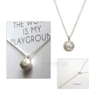 Dogeared 5 tiny Crystals Inset Sterling Silver Sphere 16" +2" Ex. Necklace Boxed