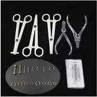Body Piercing Jewelry Set Eyebrow Stud Lip Ring Tongue Barbell Forceps Needles