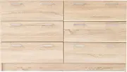 6-Drawer Lowboy Chest Storage Unit, Light Sonoma Oak