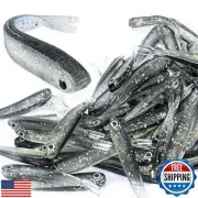 Syosisny 50 PCS Plastic Soft Fishing Lure, Lifelike Forked Tail Minnow, Fishi