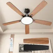 52 Inch Black Ceiling Fans with Lights Led Remote Control Flush Mount Low Pro...