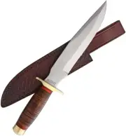 Marbles Adamant Stacked Leather Bowie Fixed Blade Knife