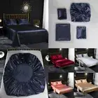 Faux Silk Satin Bedding Elastic Fitted Sheet Pillowcases Bed Cover Bedsheet