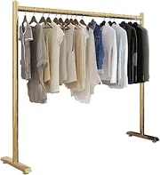 Heavy Duty Clothing Garment Rack, Freestanding Clothes Rail for Hanging Clothes, Clothes Organizer for Bedroom, Laundry Room, Bazaar, Single Rod, Load Capacity 80kg, Gold (Color : Gold, Size : 150x4