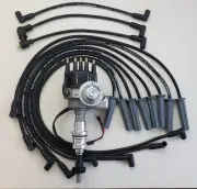 FORD 351C 429 460 SMALL CAP BLACK HEI DISTRIBUTOR + 8.5mm SPARK PLUG WIRES USA (for: Ford)