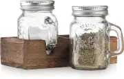 Mason Jar Salt and Pepper Shakers - Vintage Glass Condiment Dispenser Set with