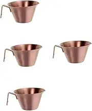 iplusmile 4pcs Stainless Steel Espresso Cup with Wooden Handle Double Spout Measuring Cup for Milk Frother Shot Glasses Travel Home Office