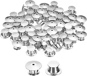 uxcell 60Pcs Metal Locking Pin Backs, Pin Keepers Locking Clasp Flat Head Clamp Needle Back Lock for DIY Brooch Crafts Badges Enamel Lapel, Silver