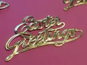 Vintage Easter Die Cut EASTER GREETING Embossed Gold Foil Dresden Style Scrap