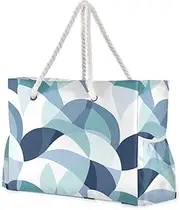 [Yoogain] Sea Anhor Geometric Style Large Capacity Bag For Women with side pocketes Bag For Traveling with zippered pockets, Sea Anhor Geometric Style, 1 size