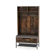 Costway 170CM Tall Hall Tree 4-in-1 Coat Rack Entryway Shoe Bench - Coffee