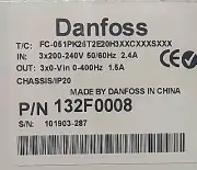 DANFOSS 132F0008 MICRO DRIVE FC 51 MICRO 200 - 240VAC 3 PHASE
