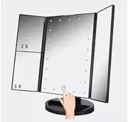 FIME. Makeup Mirror with 3X/2X/1X Magnification| 21 LED Lights, 180 Rotation, Touch Screen, Dual Power Options | Portable Travel Mirror with Light for Beauty & Vanity| Ideal for Gifts (Black)