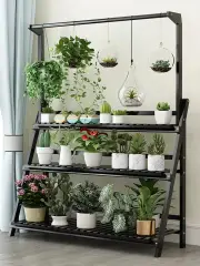 Black 100CM 3Tier Indoor Outdoor Garden Plant Stand Planter Flower Pot Shelf Wooden Shelving