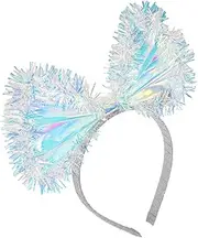 Bow Headdress Headband Festival Head Band Prop Performing Prop Birthday Dress up Hair Accessory Festival Fun Prop Party Hairband Cute Head Band Hair Prop The Pet Silver