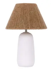 Freya 1 Light Table Lamp with White Ceramic Base and Natural Jute Shade