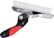 Large Dog Grooming Comb with Non Slip Handle Pet Hair Brush for Tangled and Shedding Dog Cleaning Supplies for Large Breeds Black Silver