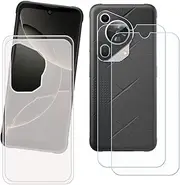 LCEHTOGYE Case for Fossibot F112 Pro + 2 Pcs Tempered Glass Screen Protector, Slim Translucent Shock-Absorption Soft TPU Bumper Protective Phone Case Cover for Fossibot F112 Pro (6,88")