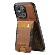 SUTENI H03 For iPhone 13 Pro Phone Cover PU Leather Kickstand Card Slots Case