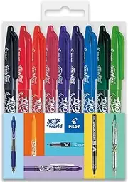 Pilot Frixion Heat/Friction Erasable Rollerball Pen FR7 - Medium Line 0.7mm Tip Nib - Wallet Pack of 9 Stationary