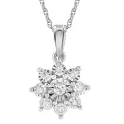 9kt White Gold 0.10ct Diamond Star Necklace