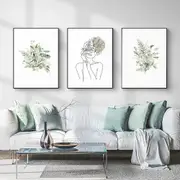 Botanical Line Girl 3 sets Canvas Wall Art