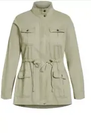 City Chic Medium Jacket Evelyn Khaki Plus Size 18 Military