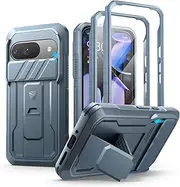 [Dexnor] for Google Pixel 9 Case with Built-in Slide Camera Cover & Screen Protector & Kickstand, Heavy-Duty Shockproof Rugged Case Full-Body Bumper Protective Cover - Navy Blue