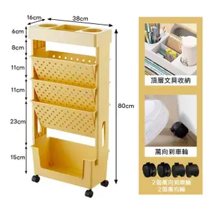 【DaoDi】五層移動式書架收納推車附萬向煞車輪(書架 推車 文具收納 置物架 書本收納)