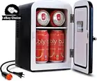Retro Black Mini Fridge 4L 6 Can Portable Cooler 12V AC Compact Skincare Beauty