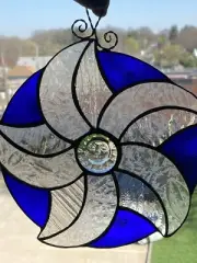 Stained Glass Celestial Star with Face Usa Handcrafted
