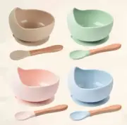 Silicone Baby Toddler Suction Feeding Bowl with Spoon Set Table Dinnerware