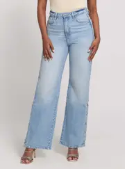 GUESS High-Rise Paz Wide Leg Denim Jeans in Light Wash Size: 30, Cotton