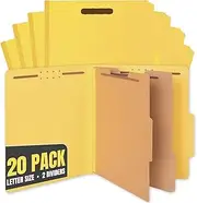 1InTheOffice Classification Folders, Document Folders, File Organizers, 2 Dividers, Pressboard, Letter Size, 6 Fasteners, Yellow, 10 Pack