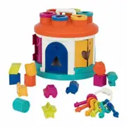 Battat Shape Sorter House Color and Shape Sorting Toy with 6 Keys and 12 Sha
