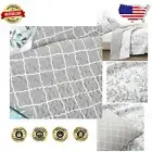 Reversible Floral Quilt Set King Size - Blue & Gray - 3 Piece Spring Bedding
