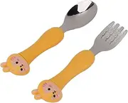 Training Tableware, Easy to Operate Stainless Steel Fork Spoon Kit for Children (Squirrel)
