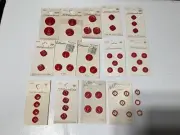 14 ( 50) Cards Vintage But New Red Button Assortment