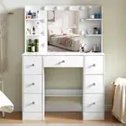Makeup Vanity Table Led Mirror Set Bedroom Dressing Table with Storage Drawers