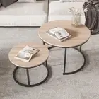 Round Coffee Tables for Living Room Furniture Wood Nesting coffee table Set of