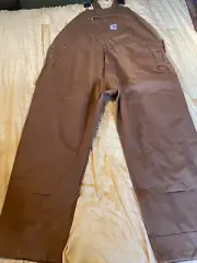 Men's Carhartt Duck Bib Overalls Relaxed Fit! NWTS Size 50 x 30 Brown