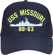 [Armed Forces Depot] USS Missouri BB-63 Baseball Cap. Navy Blue. Made in USA, Navy Blue, One Size