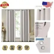 Luxurious Stone 50% Blackout Curtains - Set of 2 Easy Care Window Drapes