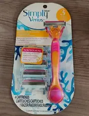 GILLETTE Simply Venus Women's Razor with 4 Refill Cartridges- Discontinued