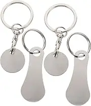 HYTROVE 4pcs Stainless Steel Shopping Cart Token Keyring Trolley Opener for Supermarket and Fashionable Shopping Trolley Tokens Easy to Use