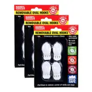 Handy Hardware 3 Packs of Removable Hooks Oval Plastic 33mm x 23mm 4pcs